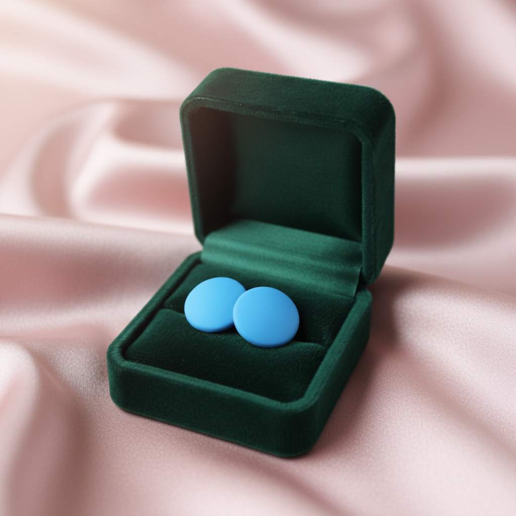 Blue Matte Round Stud Earrings on Blush Satin