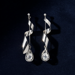 Spiral Twist Crystal Drop Earrings on Navy Velvet