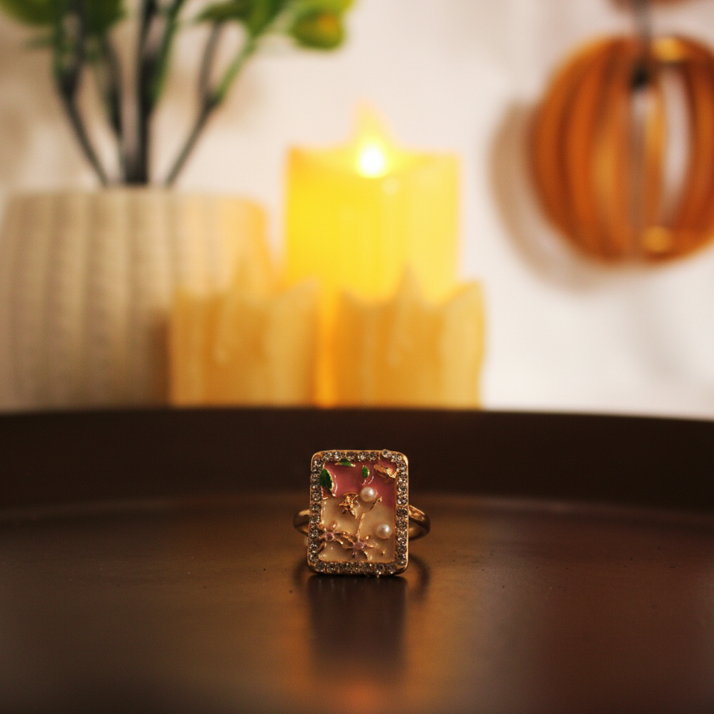 Pink Enamel Ring