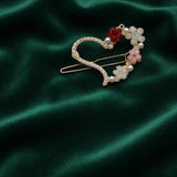 Crystal Floral Heart Hair Pin